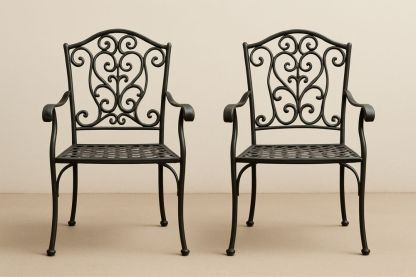 Kovácsoltvas Kerti Szék Készlet 2 Darabos Fekete