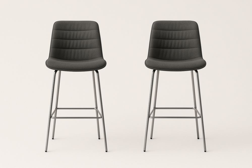 2 darabos bárszék szett fekete poliészter krómozott acél