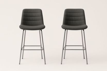 2 darabos bárszék szett fekete poliészter krómozott acél