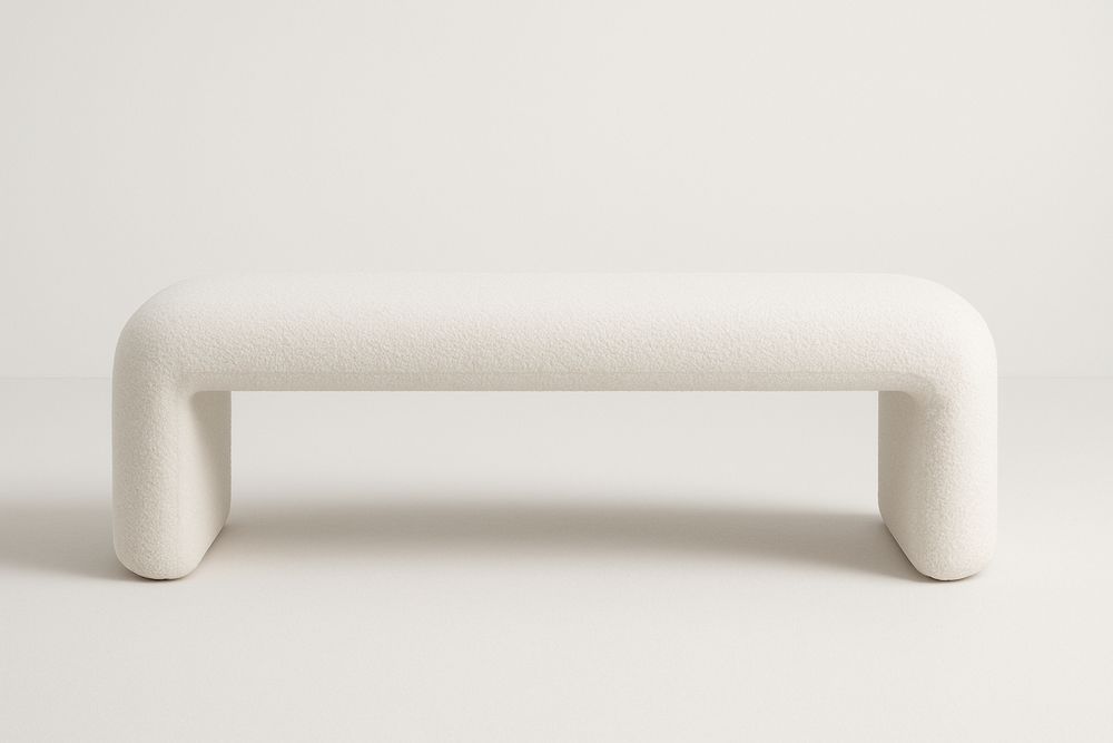 Fehér poliészter kárpitozott pad 120x40x45 cm