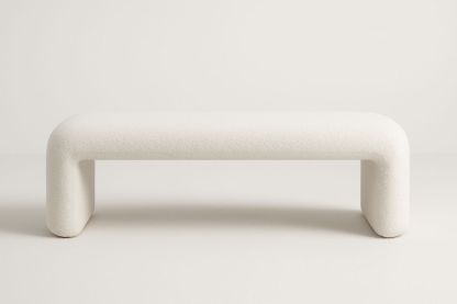 Fehér poliészter kárpitozott pad 120x40x45 cm