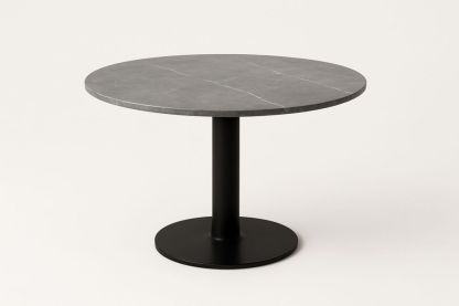 Kerek étkezőasztal márvány asztallappal és fém talppal 90cm Szürke/Fekete