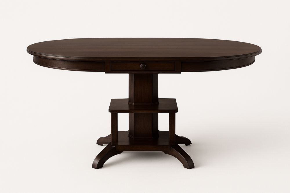 Ovális Tömörfa Étkezőasztal 150x90x76 cm Sötétbarna