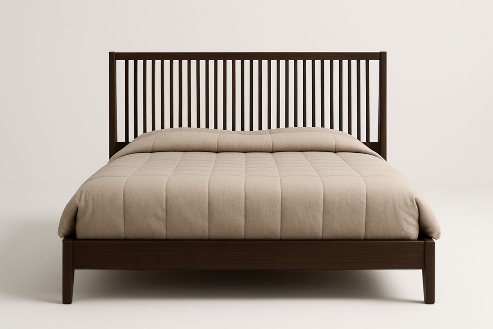 Fa ágykeret textil huzattal Barna/Bézs 200x160 cm