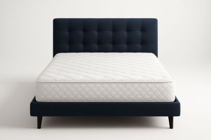 Textilezett ágykeret matraccal és fejtámlával, 200x160 cm, fehér/kék