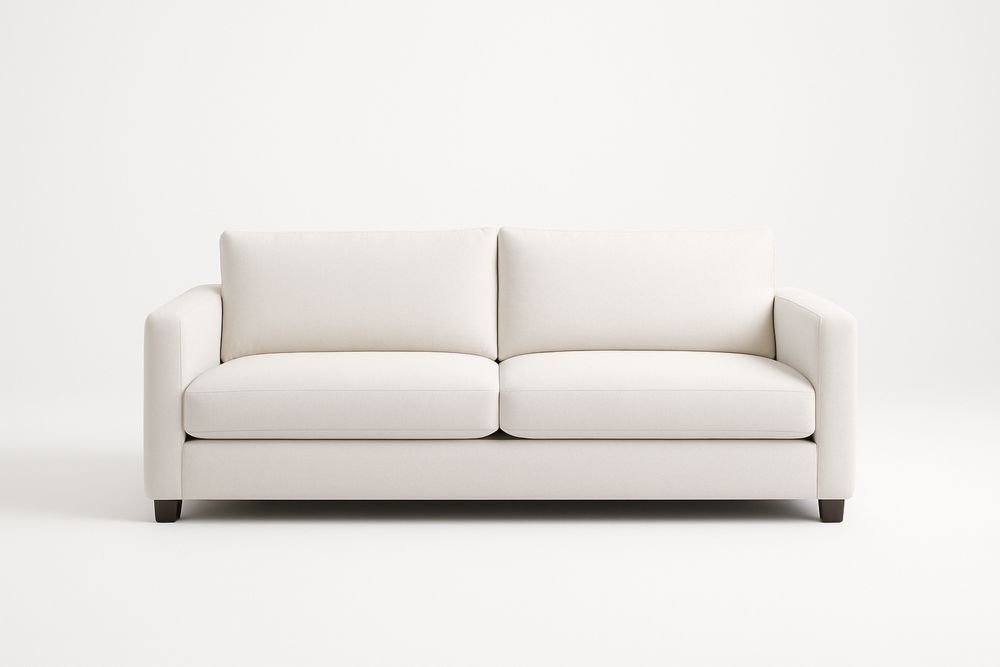 200 cm-es krémszínű, szövetkárpitos kétszemélyes kanapé