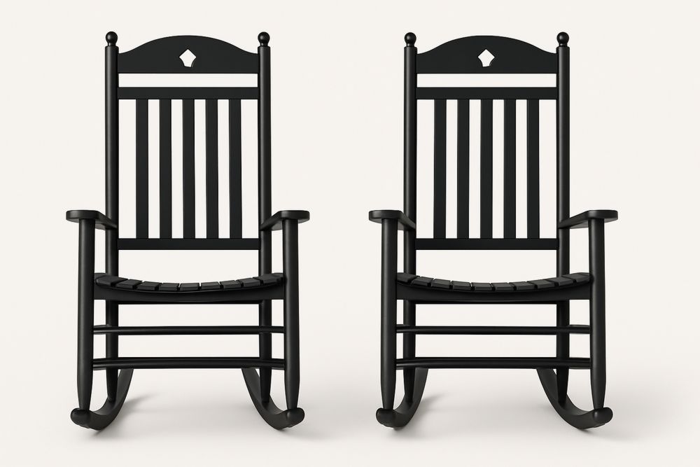 2 darab fekete hintaszék, fa, beltéri/kültéri használatra