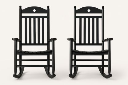2 darab fekete hintaszék, fa, beltéri/kültéri használatra