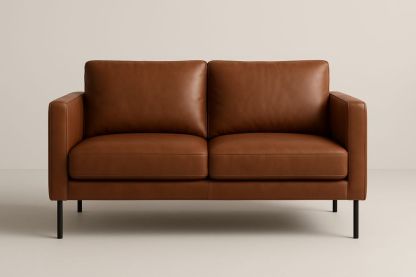 Kétszemélyes kanapé valódi bőr barna 150 cm