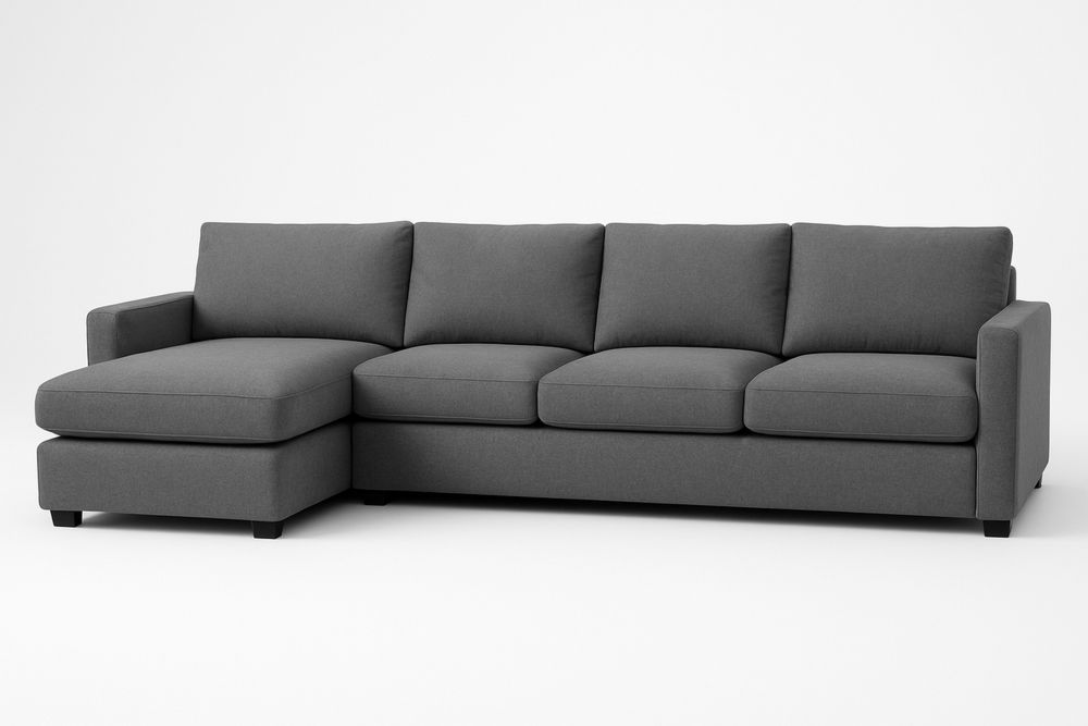 Sarokkanapé baloldali etetővel, vászon, szürke 260x160 cm