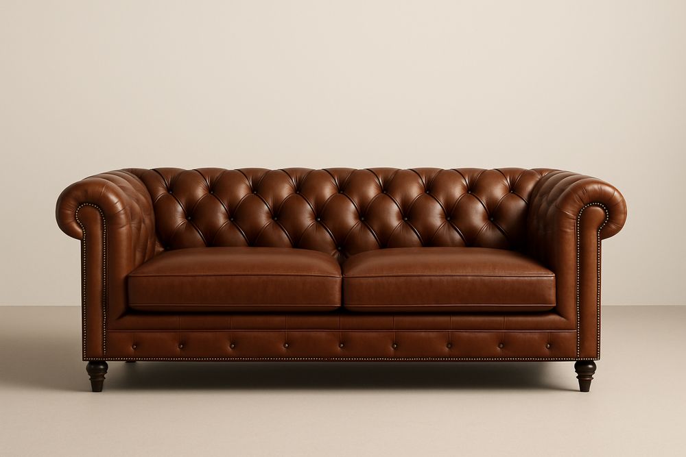 Barna bőr kanapé 2-üléses