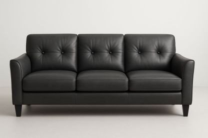 Bőr kanapé 3-személyes fekete 210 cm