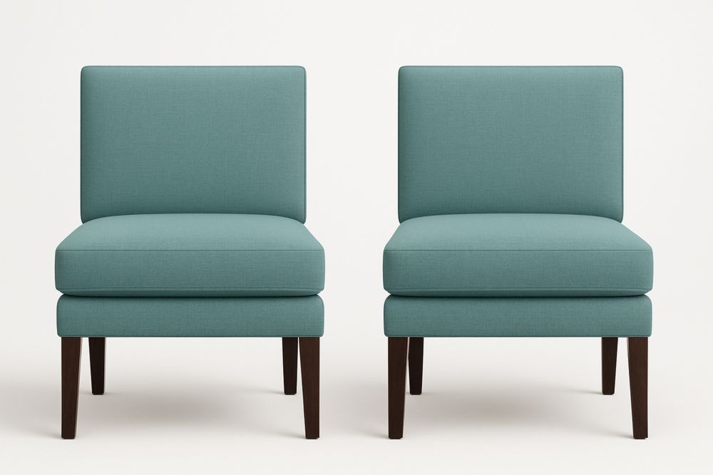 Két darabos fa vázas szék garnitúra kék színben 80 cm magas