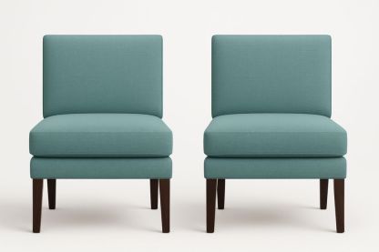 Két darabos fa vázas szék garnitúra kék színben 80 cm magas