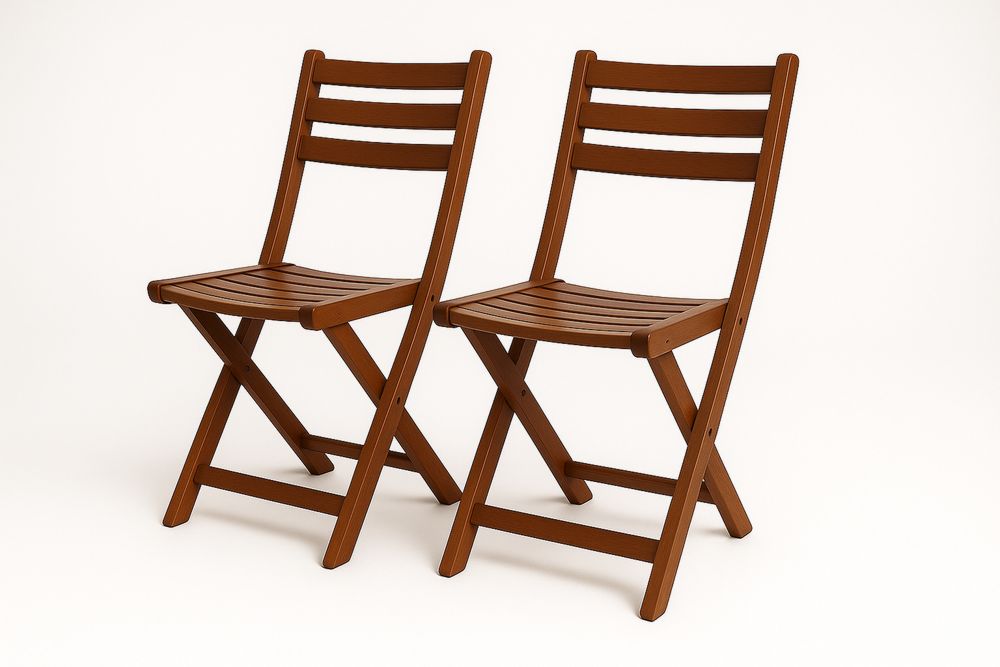 Két darab összecsukható fa szék, Barna