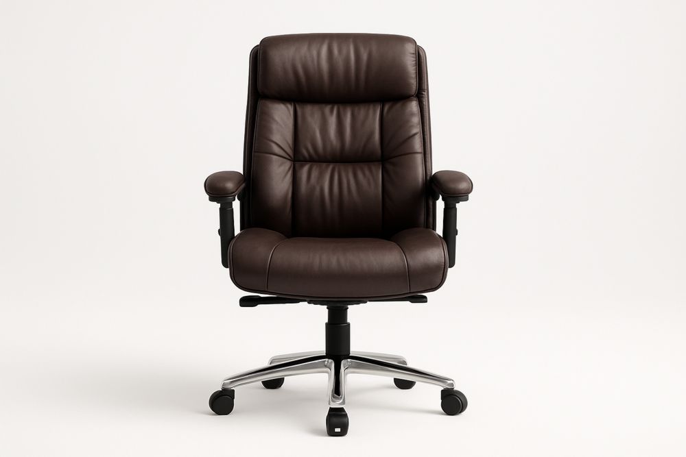 Forgószék irodai barna bőr 110-120 cm állítható