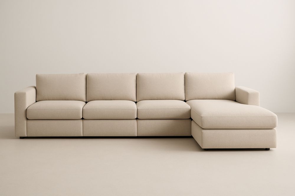 Sarokülőgarnitúra krémszínű poliészter szövettel