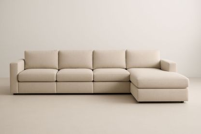 Sarokülőgarnitúra krémszínű poliészter szövettel