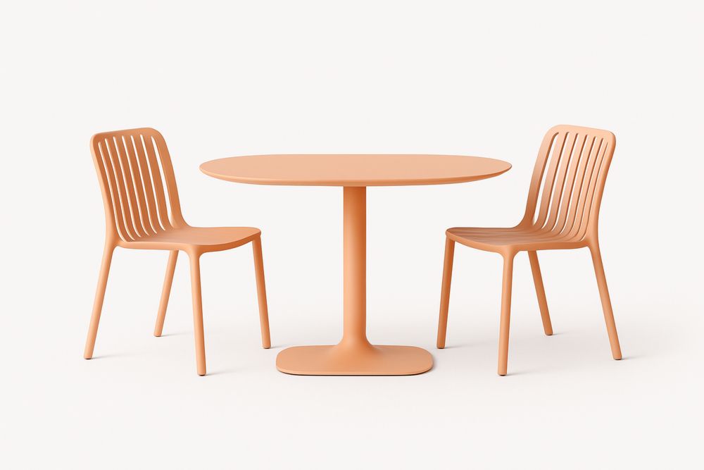 Ovális asztal és szék készlet polipropilén narancssárga