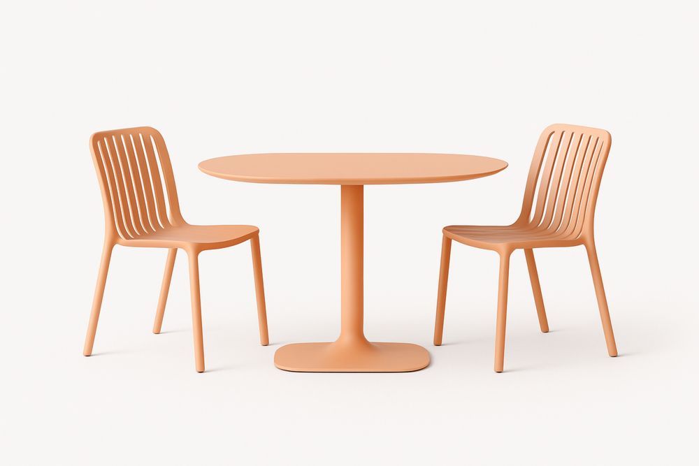 Ovális asztal és szék készlet polipropilén narancssárga