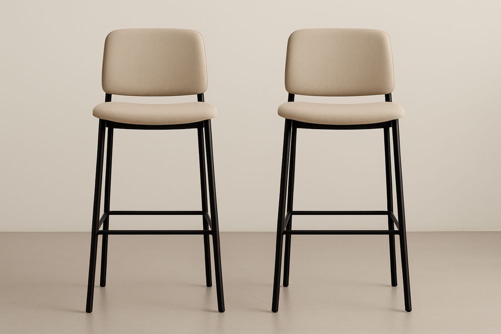 Bézs Textil és Fém Bárszék Pár