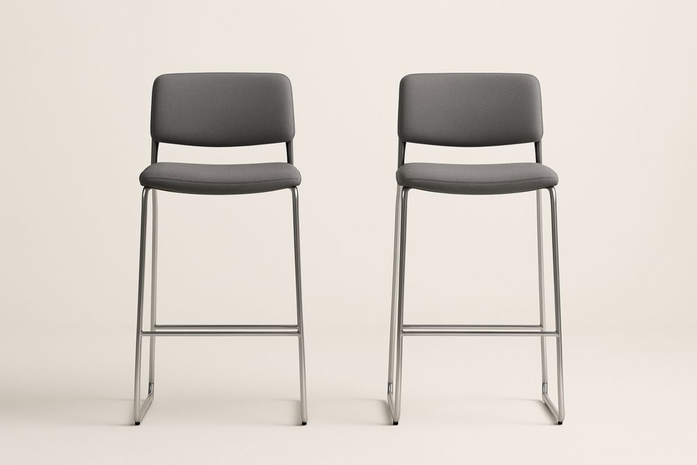 Szürke fém vázú bárszék szett, 2 db