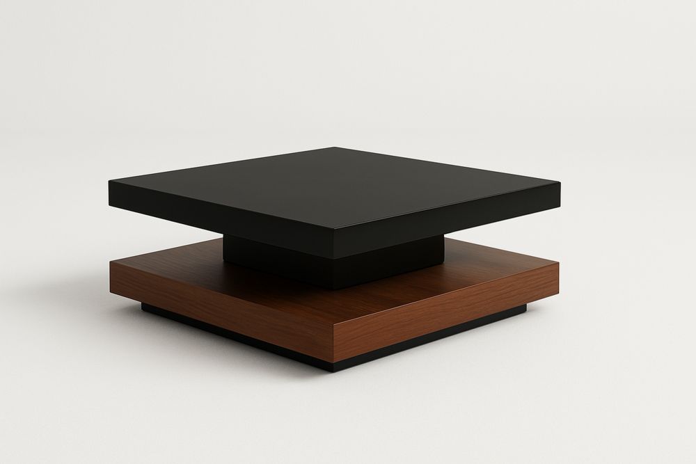 MDF fenyő furnér négyzet alakú dohányzóasztal fekete és barna 90cm