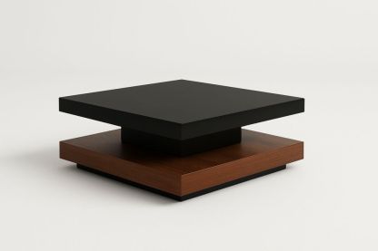 MDF fenyő furnér négyzet alakú dohányzóasztal fekete és barna 90cm