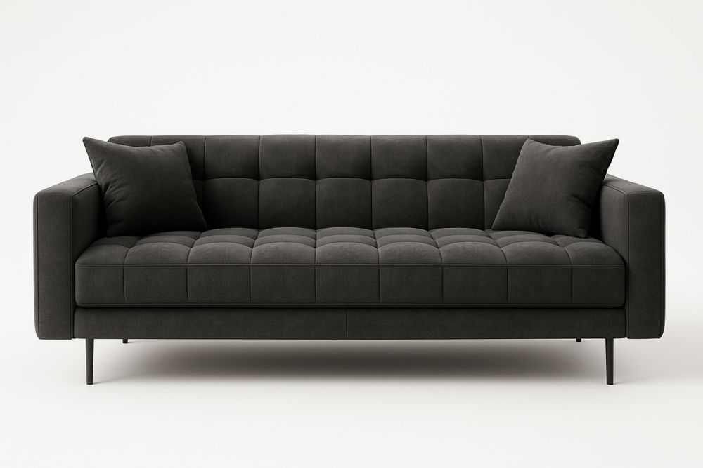 Háromszemélyes kanapé poliészter szövet borítással, sötétszürke