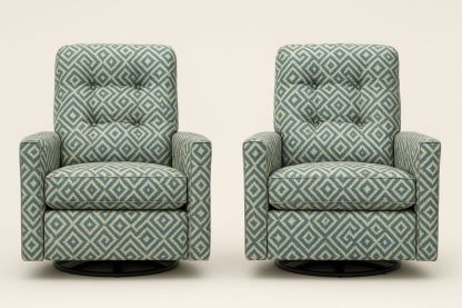 Két darabos kárpitozott forgó fotele szett, kék/fehér