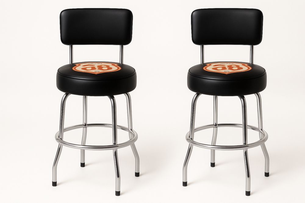 Fémvázas bárszék szett fekete műbőr üléssel