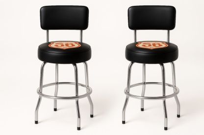 Fémvázas bárszék szett fekete műbőr üléssel