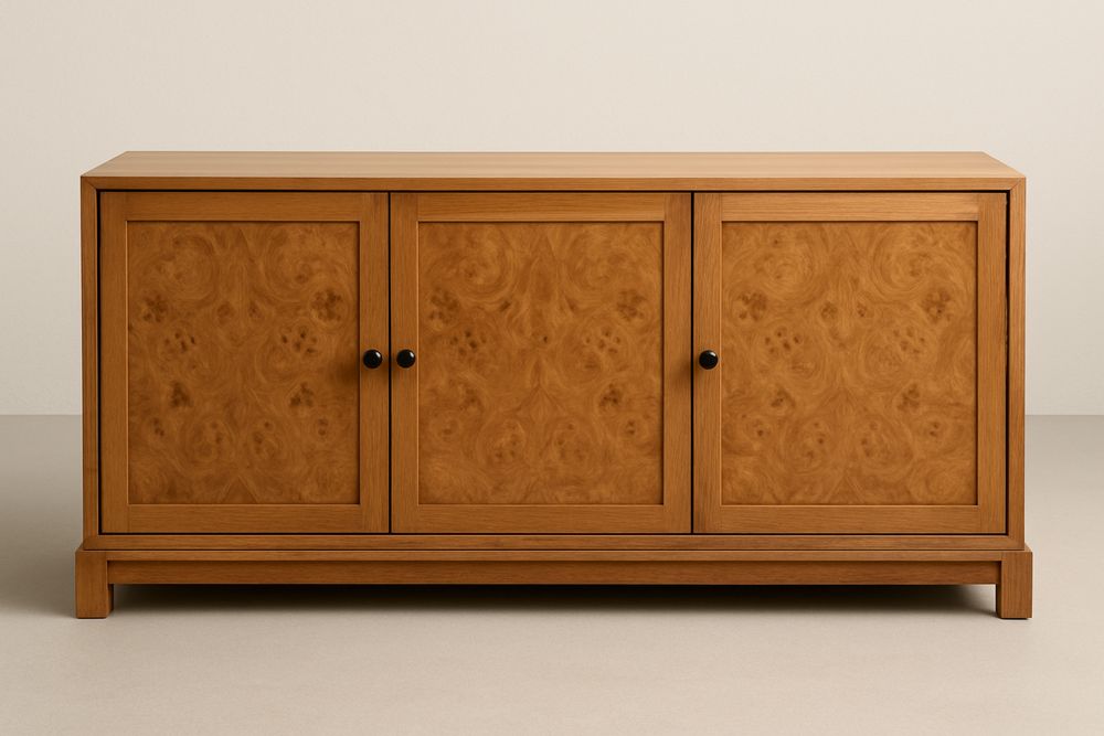 Tölgyfa tálalószekrény három ajtóval 120x45x75 cm