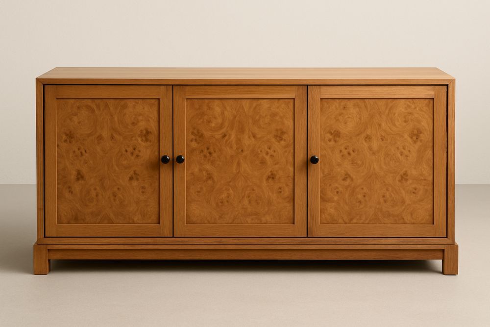 Tölgyfa tálalószekrény három ajtóval 120x45x75 cm