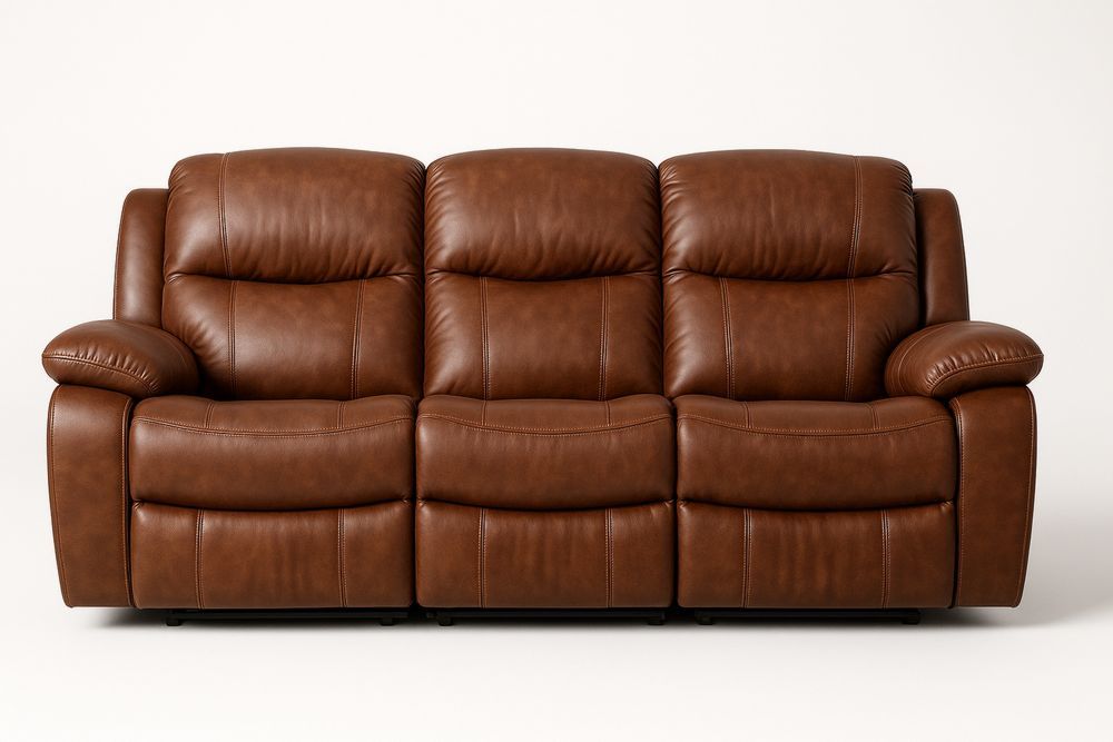 Háromszemélyes bőr kanapé állítható háttámlával