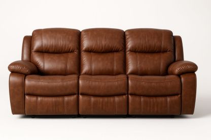 Háromszemélyes bőr kanapé állítható háttámlával