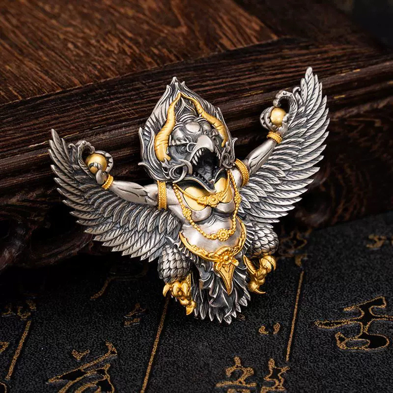 Tibetan Culture 925 Sterling Silver Carved Garuda Pendant | Brave & Wisdom  