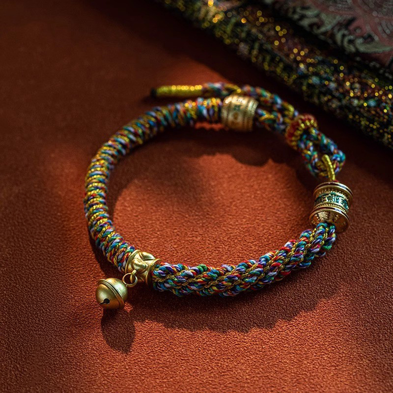 Tibetan-Style Om Mani Padme Hum Exquisitely Braided Diamond Knot Colorful Rope Bracelet | peace & harmony  