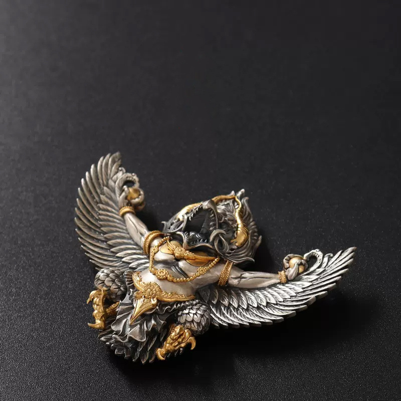 Tibetan Culture 925 Sterling Silver Carved Garuda Pendant | Brave & Wisdom  