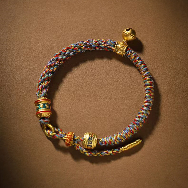 Tibetan-Style Om Mani Padme Hum Exquisitely Braided Diamond Knot Colorful Rope Bracelet | peace & harmony  