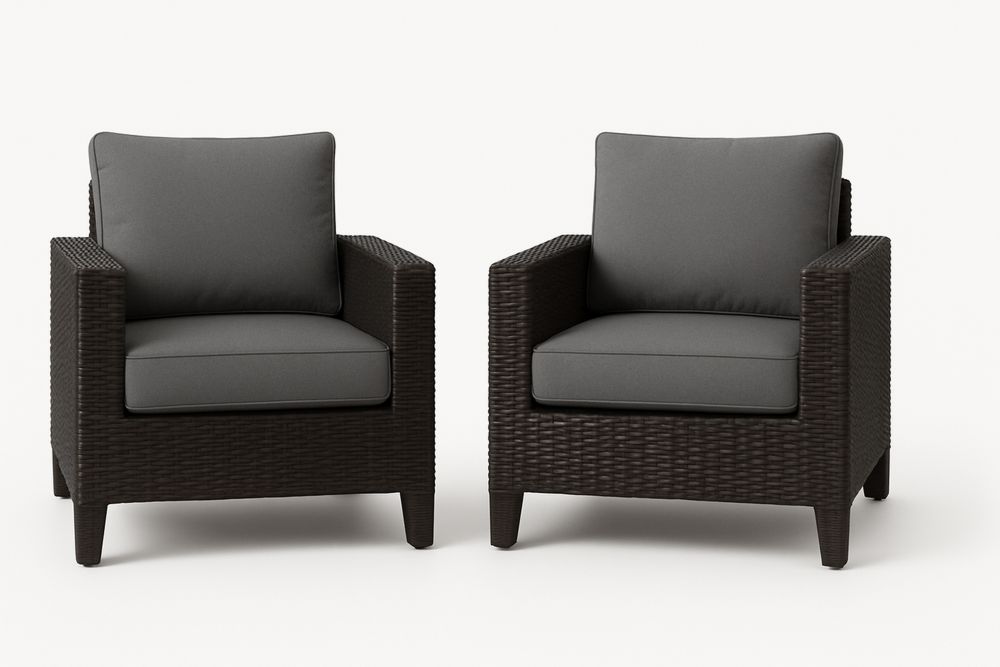 Kültéri kerti székek szintetikus rattanból szürke párnákkal