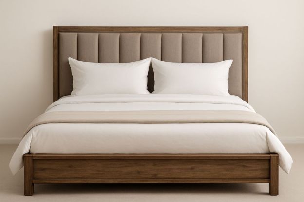 Kétszemélyes ágy tömörfa 200 × 180 cm, barna