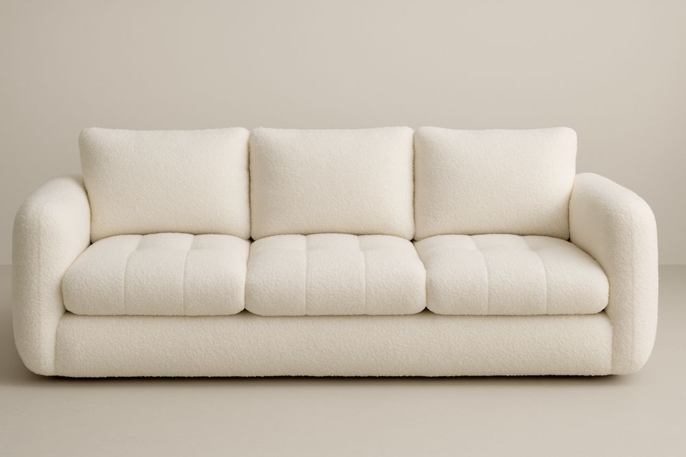 Három üléses krém színű kanapé