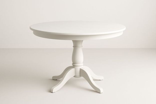 Fából készült körasztal fehér 110 cm átmérő