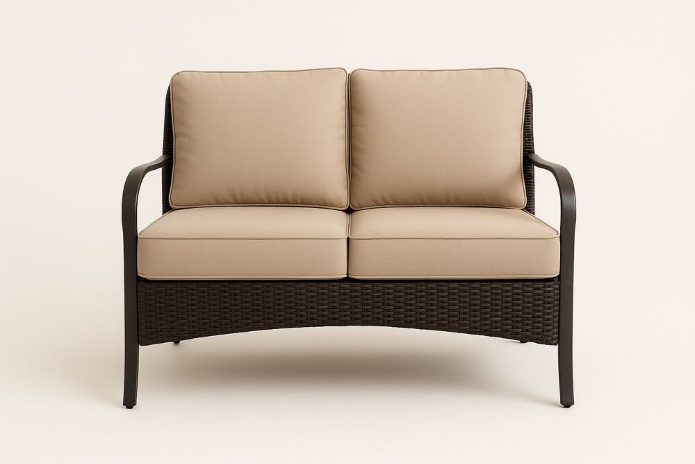 Kültéri kétüléses kanapé fém váz poliészter párna Bézs