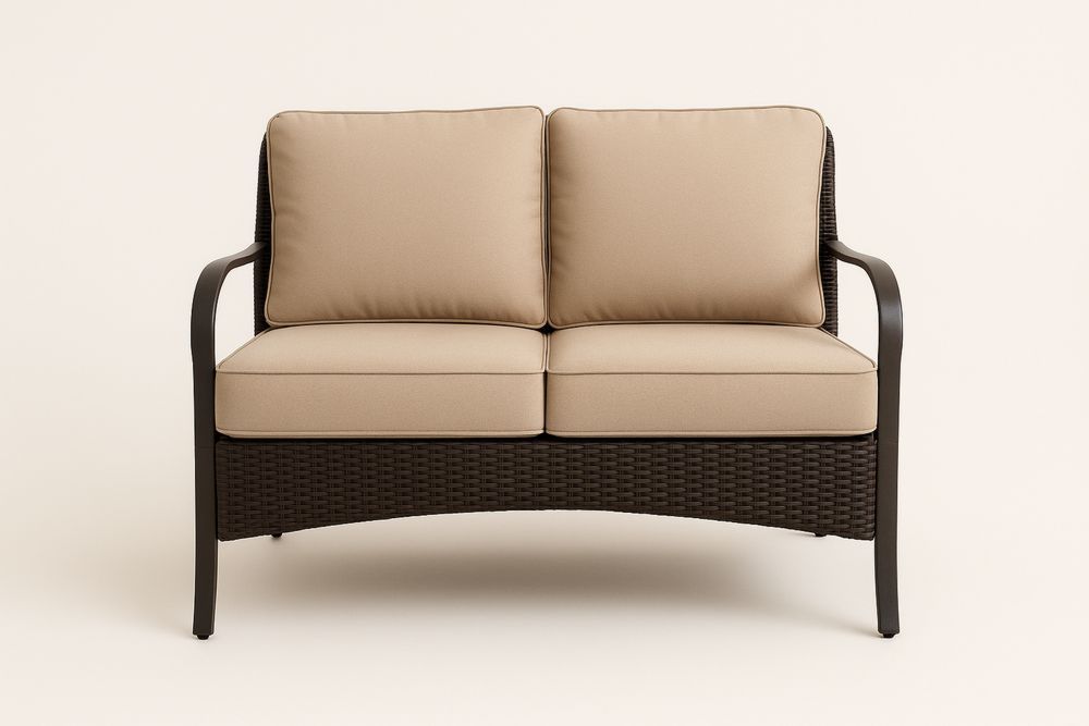 Kültéri kétüléses kanapé fém váz poliészter párna Bézs