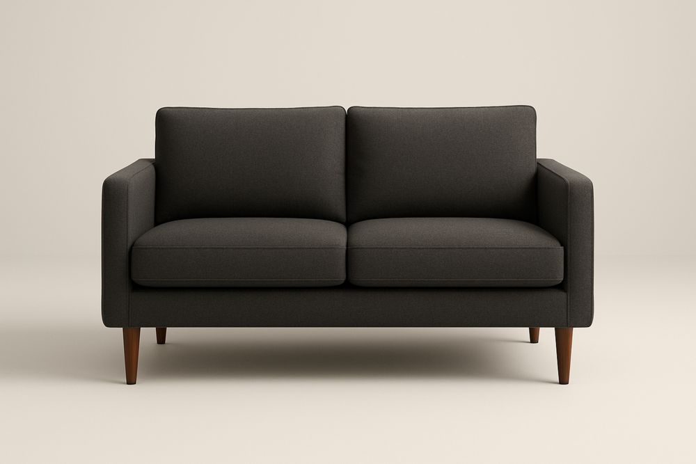 Kétszemélyes kanapé szövet fa lábakkal antracitszürke