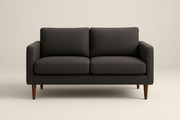 Kétszemélyes kanapé szövet fa lábakkal antracitszürke