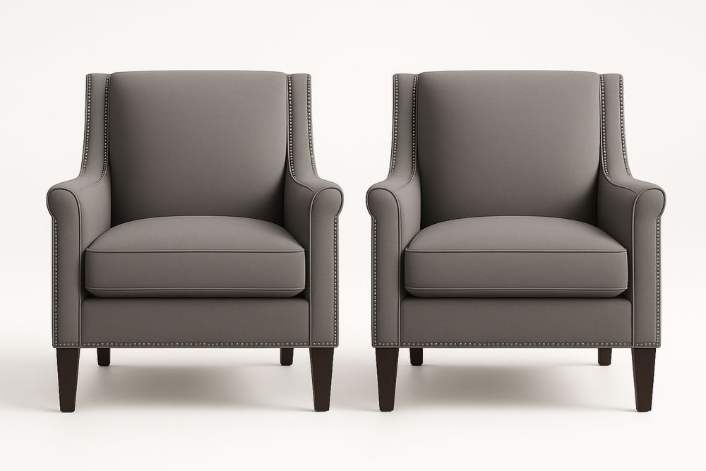 Szürke karosszék szett 2 darab poliészter kárpitozás és fa lábak