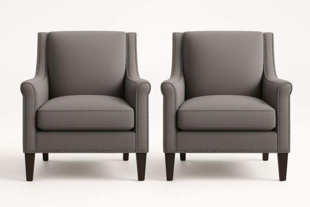 Szürke karosszék szett 2 darab poliészter kárpitozás és fa lábak